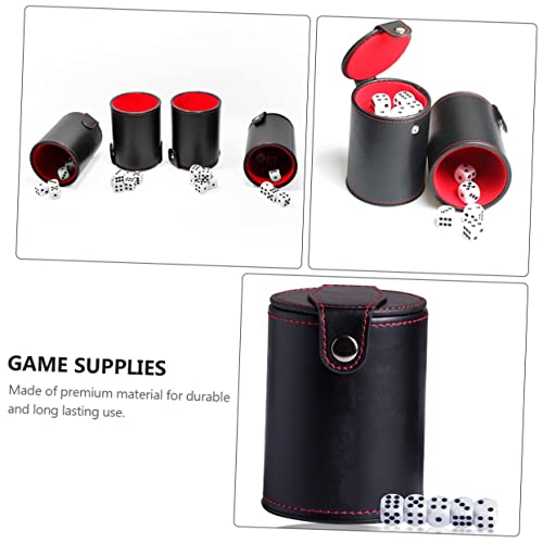 Vaguelly PU Leather Double-Layer Dice Cup Set Dices for Bar Games Portable Dice Storage Container for Game Evenings and KTV Parties
