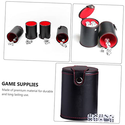Vaguelly PU Leather Double-Layer Dice Cup Set Dices for Bar Games Portable Dice Storage Container for Game Evenings and KTV Parties