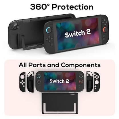 TIKOdirect Protective Case for Switch 2, Hard PC Slim Dockable Cover Case Designed for Switch 2 2025, Game Console and Joy Con Controllers, Black - color: Black
