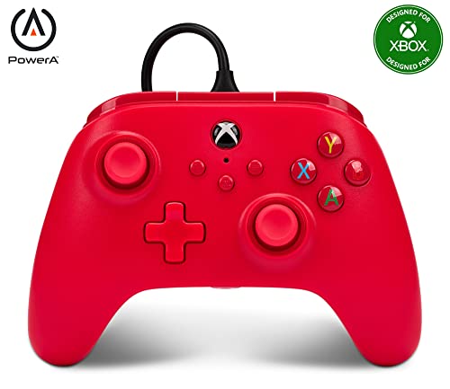 PowerA Wired Controller for Xbox Series X|S - Red, gamepad, video game/gaming controller, works with Xbox One, Officially Licensed - style: Red