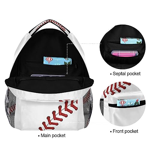 Baseball Backpack Softball White Personalized Your Name Text Bookbag School Travel College Shoulder Bag for Boys - color: Multi Pattern 12