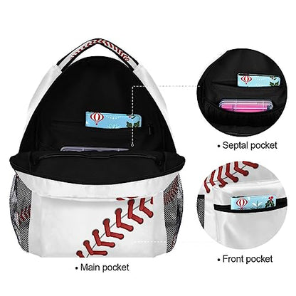 Baseball Backpack Softball White Personalized Your Name Text Bookbag School Travel College Shoulder Bag for Boys - color: Multi Pattern 12