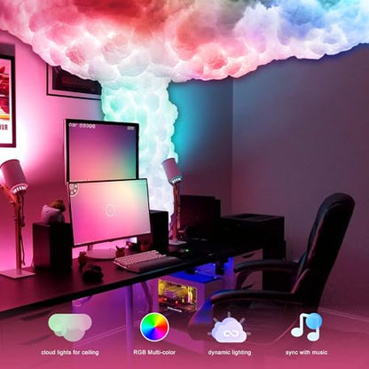 3D Thundercloud Ceiling Light, 16.4FT | DIY Lightning Effects, RGB Color Changing, Music Sync, Smart APP Control - size: 16.4ft