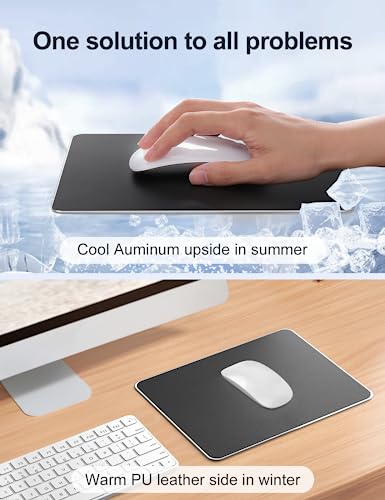 Vaydeer Hard Metal Aluminum Mouse Pad Clear Modern Smooth Magic Ultra Thin Double Side Design Mouse Mat Waterproof Fast and Accurate Control Compatible for Gaming and Office, Black, 11.81X9.45 Inch - color: Black, size: 11.8L x 9.5W inches