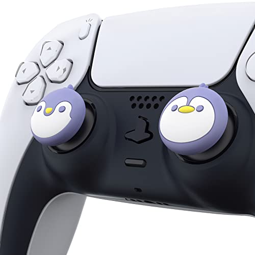 PlayVital Thumb Grip Caps for Xbox Series S/X, Xbox One, Elite Series 2 Controller, Cute Joystick Caps for ps5/EDGE/ps4, Thumbstick Cover for Switch 2 Pro/Switch Pro Controller - Penguin, Light Violet - color: Penguin Light Violet