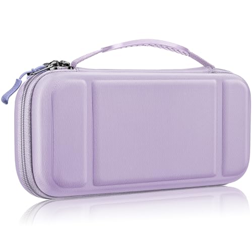 FINTIE Carrying Case for Nintendo Switch OLED Model 2021/Switch 2017, [Shockproof] Hard Shell Protective Cover Travel Bag with 10 Game Card Slots & Inner Pocket - color: Lilac Purple