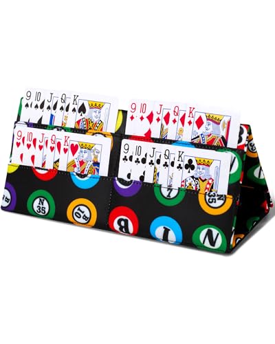 Card Holder for Canasta, Poker, Bridge & Casino Games - Bingo Pull Tabs & Gambling Tickets - Card Game Player Gifts for Adults & Seniors - color: Black, style: Bingo Theme