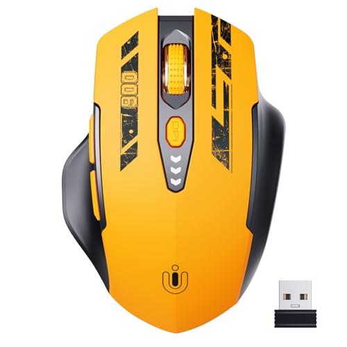 Uineer Wireless Mouse, 2.4GHz Rechargeable Computer Mouse, Battery Display | Stable 2.4GHz USB-A connection, rechargeable battery display and 4 adjustable DPI levels. - color: matte yellow