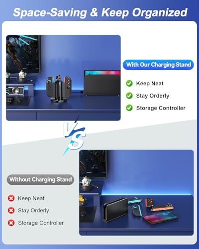 Charging Dock for Nintendo Switch 2 Controller 2025, Charger Station for Joycon 2 with Charging Indicator, Compact Vertical Dual Direction Charge 4 Controller Stand (Black)