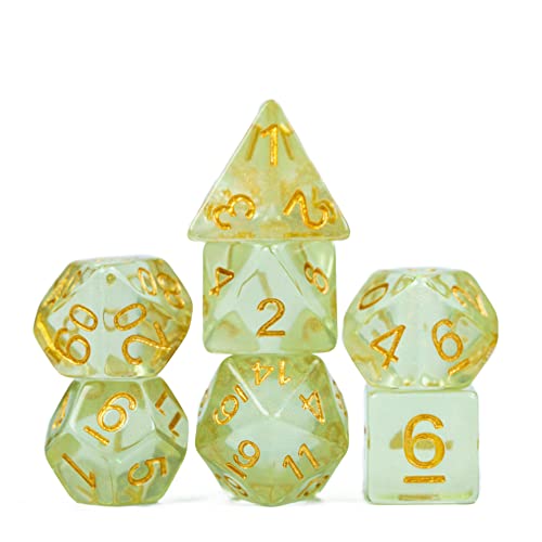 UDIXI 7PCS D&D Dice Set with Aurora Powder, Green DND Dice Set for RPG | Nebula Dice, Resin Material, Velvet Dice Bag Packaging, for Dungeons and Dragons Role Playing Games and Tabletop Games - color: Aurora - Green