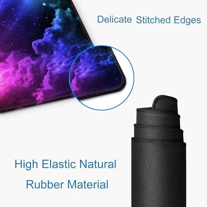 Mouse Pad Gaming, Large Mouse Pads for Desk, Keyboard Mouse Mat Desk Pad, Non-Slip Rubber Base with Stitched Edges Mousepad, 31.5x11.8in Colorful Galaxy - color: 09 Colorful Galaxy