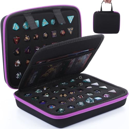 Aoriher 1 Pcs Dice Case with Removable Slotted Tray for Storage Game Storage Case Dice Holder Holds up to 70/10 Sets (Purple) - color: Purple