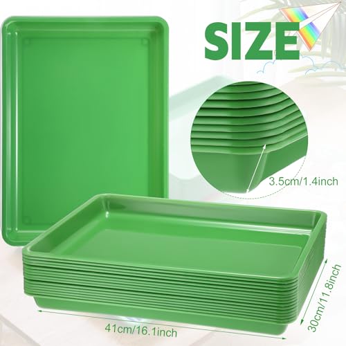 Maitys 15 Pack Plastic Art Trays 12 x 16 Inch Activity Crafts Trays Sensory Tray DIY Projects, Painting, Beads, Jewelry Office Home Organizer Arts and Crafts Supplies(Green) - color: Green