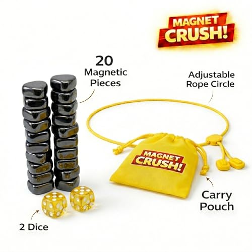 Magnet Crush Magnetic Strategy Board Game for Kids & Adults, Fun Tabletop Magnet Placement Game, STEM Educational Toy, Family Party Game, Travel Game, Puzzle Brain Teaser, Gift for Ages 9+