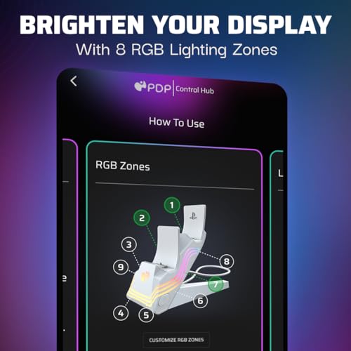 PDP Afterglow Wave Dual Charger for PS5, PS4, PlayStation Controllers | Customizable RGB Lighting, Charges 2 DualSense Controllers, Rechargeable 40-Hr Battery, Licensed for PlayStation 5 & 4, White - color: White, style: PlayStation