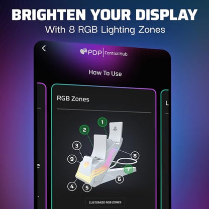 PDP Afterglow Wave Dual Charger for PS5, PS4, PlayStation Controllers | Customizable RGB Lighting, Charges 2 DualSense Controllers, Rechargeable 40-Hr Battery, Licensed for PlayStation 5 & 4, White - color: White, style: PlayStation