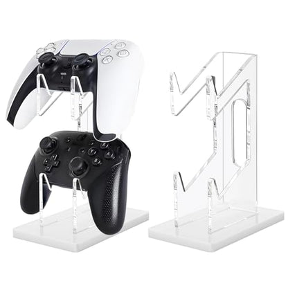 FYY Game Controller Holder 2 Tiers - Universal Dual Controller Stand with Headphone Holder, Acrylic White Display Stand Compatible with Nintendo Switch Xbox PS5 PS4, Desk Mount - color: 2-Tier-White