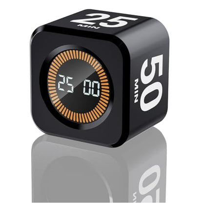 EooCoo Pomodoro Timer, Small Gravity Timer, Visual Countdown 5 10 25 50 | Desk Productivity Flip Timer, ADHD Tool Cube Countdown Stopwatch, for Office, Kitchen, Gym, College School Supplies - style: Visual Display