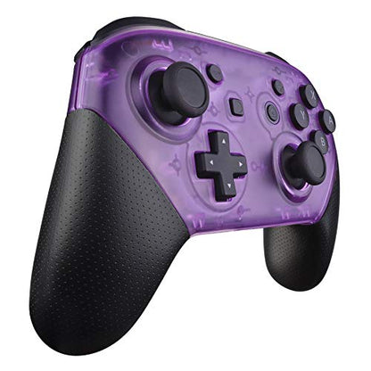 eXtremeRate Clear Atomic Purple Faceplate and Backplate for Nintendo Switch Pro Controller, DIY Replacement Shell Housing Case for Nintendo Switch Pro - Controller NOT Included - color: Clear Atomic Purple