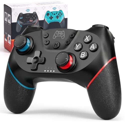 Diswoe Hall Effect Switch Controller, Wireless Pro Controller for Switch 1/OLED/Lite & Switch 2, Anti-Drift Remote with One-Key Wake-up, Zero Latency, Turbo, Dual Vibration, Black - color: black