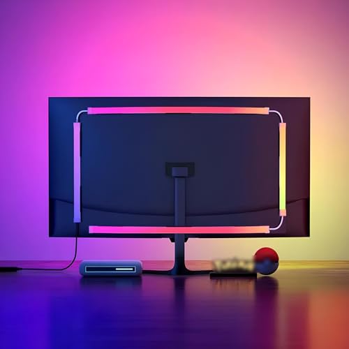 Monitor LED Backlights for PC & Mac, LED Strip Light Sync with Screen Color/Music, Computer Light Bar Behind Screen, LEDs for Desk Gaming, USB Port,Software Control, G100 (4-Side 24inch) - size: 4-side 24inch (for PC & Mac)