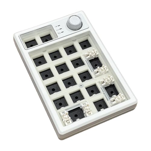 Wireless Mechanical Numpad Barebones Kit, Gasket Programmable DIY | Macro Numeric Keyboard, 19-Key Custom Number Pad with Metal Volume Knob, Hot Swappable, RGB Backlit, NKRO for Win/Mac, White - color: Barebones Kit