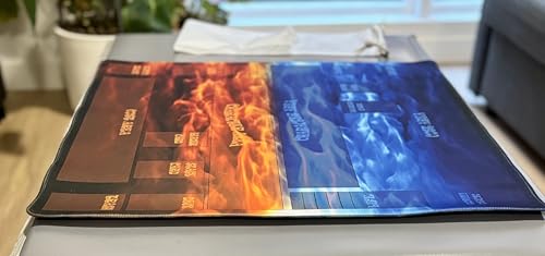 Trading Card Game Playmat – OPTCG Compatible Play Mat with Card Zones, Non-Slip Rubber Base, Stitched Edges, Original Art (Fire) - color: Fire
