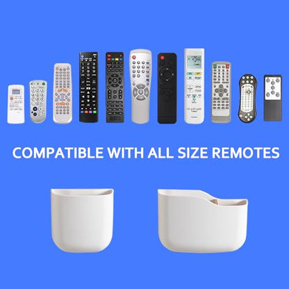 Remote Holder Wall Mount TV FAN Remote Control Holder Bedside Caddy Wall Organizer Phone Holder for Office Adhesive Media Player Controller Holder Box Tray Home Desk Nightstand White 1Big 1Small - color: White