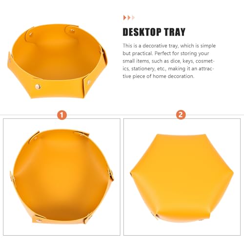 VICASKY Foldable PU Dice Tray Large Desktop Storage Box Dice Holder Organizer for RPG Tabletop Games Yellow