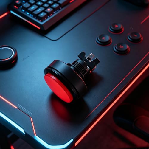 TEHAUX 5pcs 60mm Red LED Arcade Button with Brilliant Illumination and Crisp Feedback Round Flat Surface Momentary Push Button Switch for Arcade Control Panel and Home Projects