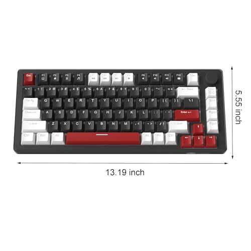 MageGee 75% Mechanical Gaming Keyboard, Compact Blue Backlit Wired Gaming Keyboards with Yellow Switches, EVA Foam, Knob Control, STAR75 Portable NKRO PC Gaming Keyboard - White & Black - color: White & Black - Yellow Switch