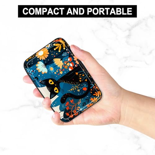 Credit Card Holder, Mini Aluminum Card Wallet RFID Blocking Slim Metal Hard Card Case for Women Men, Cute Cat - color: Cute Cat