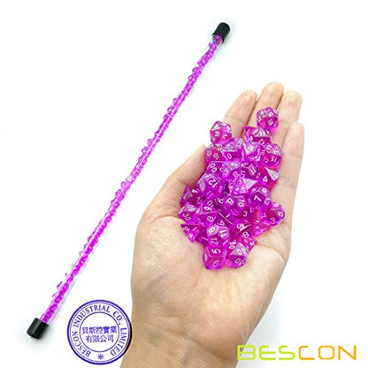 Bescon 49pcs Gem Purple Mini Polyhedral Dice Set in Long Tube, Gem Mini Role Playing Polyhedral Dice 7X7pcs, Long Stick Set - color: 7x7 49pcs Gem Purple Tube