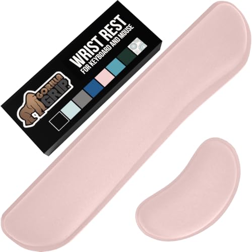 GORILLA GRIP Silky Gel Memory Foam Wrist Rest for Computer Keyboard, Mouse, Ergonomic Design for Typing Pain Relief, Desk Pads Support Hand Arm Mousepad Rests, Stain Resistant, 2 Piece Pad, Light Pink - color: Light Pink, size: Set of 2 (Keyboard Rest + M