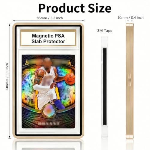 PSA Slab Case with 9-Point Secure Lock, Aluminum Alloy Graded Card Case, Magnetic UV Protection Slab Protector Fits 35PT PSA, CGC, CSG Cards, Professional Display Frame for Sports Cards (gold) - color: Gold