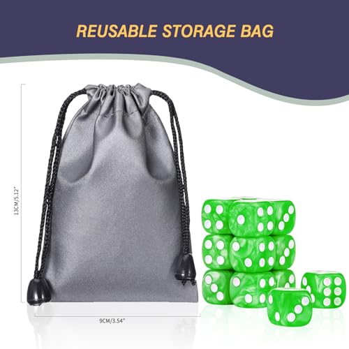 24 of Pack 16MM 6 Sided Dice Set,Pearl Pattern D6 Game Dice Set, 6 Sided Standard Dices for Yahtzee, Bunco or Teaching Math,with Portable Dice Pouch(Green Pearl) - color: 16mm Green Pearl