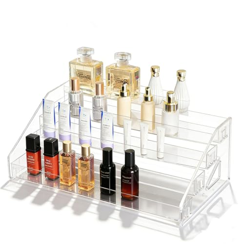 12 Inchs Acrylic Tiered Display Stand 4 tier Acrylic Riser Display Shelf Stands for Cosmetic Nail Polish Makeup Cookies Perfume