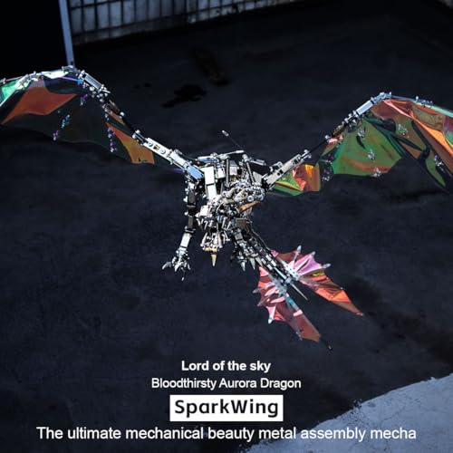 3D Metal Puzzle for Adults, Steampunk Bloodthirsty Aurora Dragon 3D Metal Model Kit with Stand, 3000+PCS Dragon 3D Puzzle Kit Jigsaw Animal DIY Craft Gift