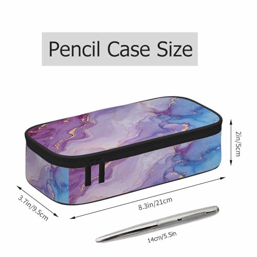 Marble Pencil Bag Purple Blue Ink Splash Watercolor Big Capacity Pencil Case Pencil Pouch Pen Bag for Teen Men Women - color: Marble
