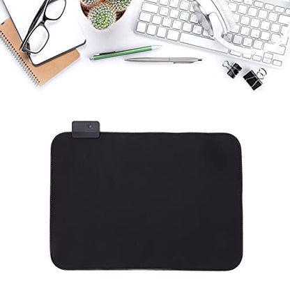 RGB Gaming Mouse Pad, Large LED Mouse Mat with Glossy Cover, Non Slip Rubber Base for Computer Accessories, 35 x 25cm Size with Multiple Lighting Modes