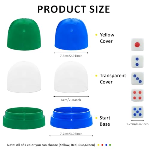 2 Pack Dice Cups with Lids, 12 Dice, Blue and Green Shaker Set | 2 color-coded shakers with clear domes and 12 dice for cleaner, easier rolling at home, school, or on the go. - color: Green & Blue