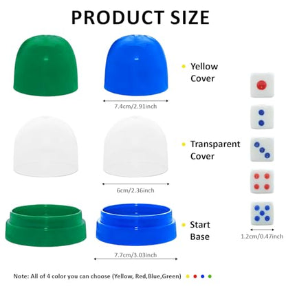 2 Pack Dice Cups with Lids, 12 Dice, Blue and Green Shaker Set | 2 color-coded shakers with clear domes and 12 dice for cleaner, easier rolling at home, school, or on the go. - color: Green & Blue