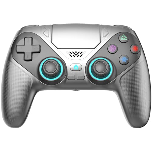 Gamrombo Wireless Gaming Controller for PlayStation 5 /PS5/Pro/Slim with RGB LED Lights suport Marco, Turbo, Dual Vibration - color: Sliver