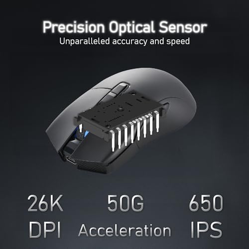 iRocks M31R Wireless Gaming Mouse, Triple Mode 2.4G/ Bluetooth/USB-C Detachable Cable Gaming Mouse, Kailh GM8.0 Mouse Switches, Advanced PixArt PAW3395 Optical Sensor, Up to 26,000 DPI - Black - color: Black
