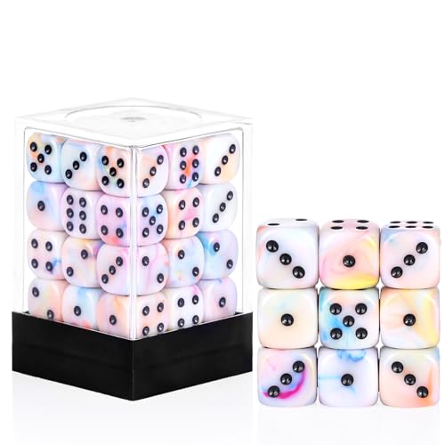 36 Pieces 12mm 6 Sided Mini Dice Set,Mixed ColoursD6 Game Dice Set,6 Sided Standard Game Dice for Board Games Dice Games Classroom Teaching Dices Game,with Portable Gaming Box(Yellow Blue Purple) - color: D6-orange Yellow Blue Purple