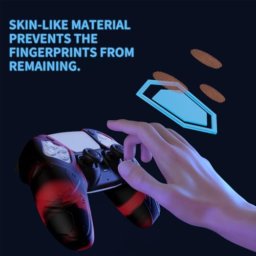 PlayVital Mecha Edition Red & Black Ergonomic Soft Controller Silicone Case Grips for ps5, Rubber Protector Skins with Thumbstick Caps for ps5 Controller - Compatible with Charging Station - color: Red & Black