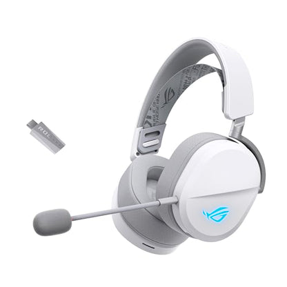 ASUS ROG Pelta Wireless Gaming Headset with Detachable Mic – Tri-Mode (BT, 2.4GHz, USB-C) 50mm Titanium-Plated Drivers, 70Hr Battery, Ergonomic, Lightweight, for PC, PS5, PS4, Switch, Mobile - White - color: WHITE