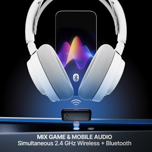 SteelSeries Arctis Nova 7 Wireless Gen 2 Gaming Headset - Real-Time App Control, 50+ HR Play, Neodymium Drivers, Mix 2.4GHz/Bluetooth, PC, PS5, PS4, Switch 1/2, Mobile - White - color: White, style: PC | PlayStation