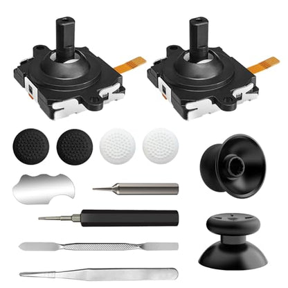 Joystick Replacement Kit for Oculus Quest 2/ 3 Controller, OLCLSS Accessories for Oculus Quest 2 Controller and Meta Quest 3 Controller, Joysticks, Thumbstick, Screwdriver, Tweezer & Pry Tool (13-in-1) - color: White-13-in-1
