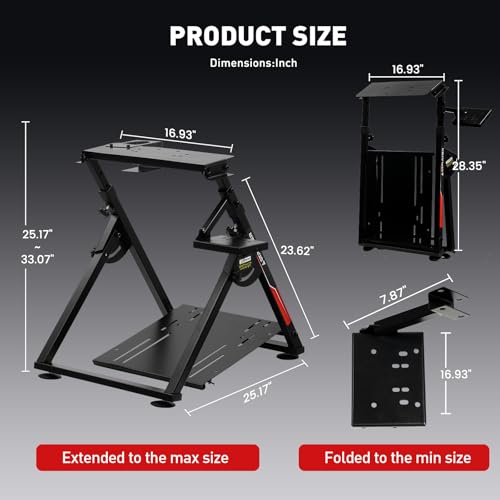 GTPLAYER Sim Racing Wheel Stand Simulator Cockpit Wheel Stand fit for Logitech G25 G27 G29 G920 G923 Thrustmaster T330TS Gaming Stand Wheel Pedals NOT Included, Deep Black With Cup Holder - color: Deep Black